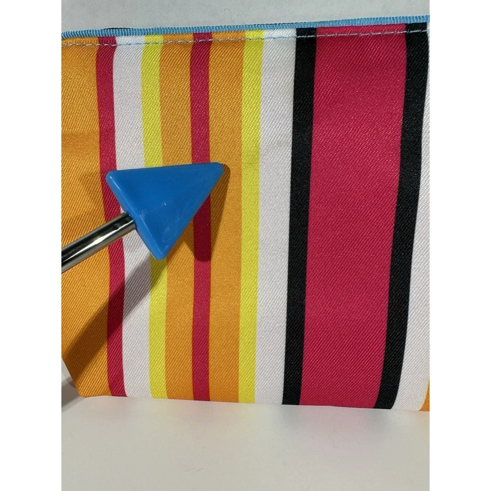 Clinique Cosmetic Pouch – Multicolor Striped Makeup Bag Chic Colorful